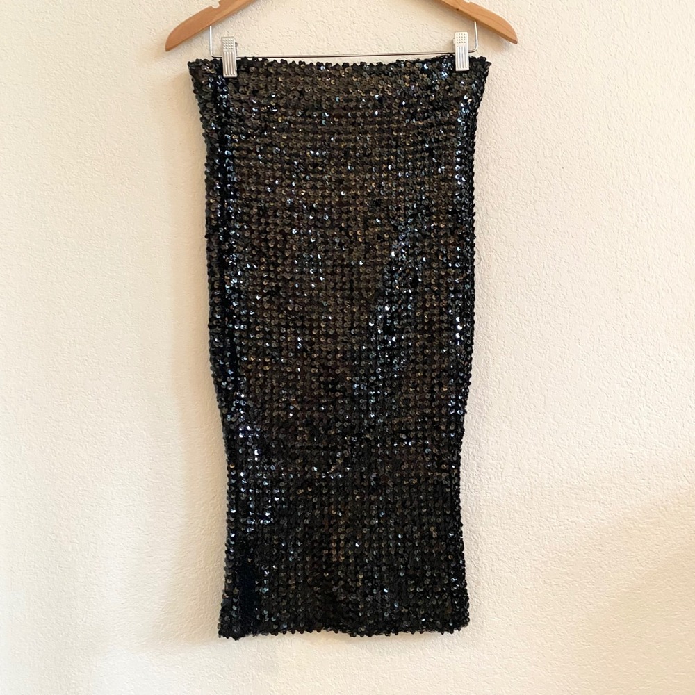 Victoria's Secret Black Sequin Tube Top Strapless Sparkly Party Evening